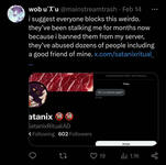 a well known artist, wob making a post on payton for ONGOING harassment &amp; stalking